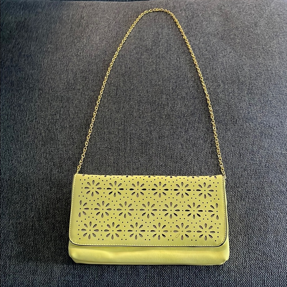 Yellow Floral Cutout Chain Bag